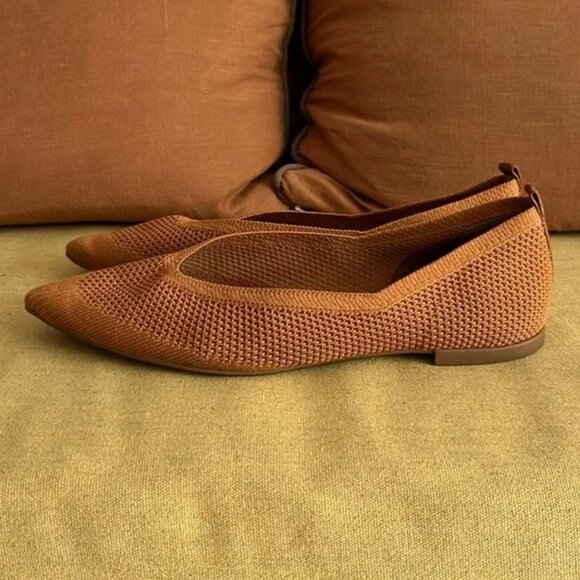 Everlane ReKnit 40-Hour Flat Pointed Toe Knit Ballet Shoe Toffee Tan 9.5 - Picture 4 of 7